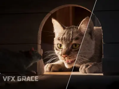 Grey Tabby Cat Rig - MAYA 3D model