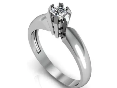 solitair ring 3D print model 3