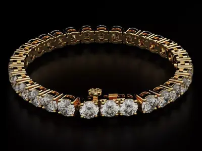 Tennic Braclet round gem 7mm 3D print model