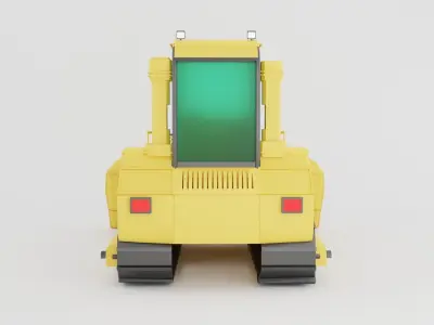 Motor grader of yellow color on white background  Low-poly 3D model