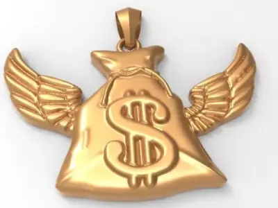 Money Bag Wings DC  Pendant Hip Hop Jewelry 3D print model