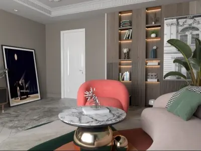 Living Room Design Style 3ds max scene 3D model