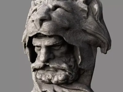 Lion hunter head Low-poly 3D model