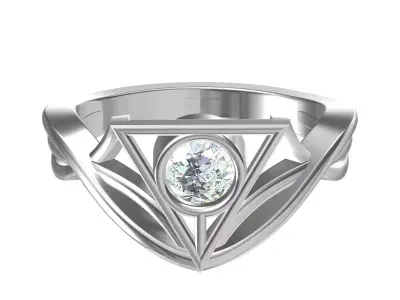 Solitaire Engagement Art Deco Ring 3D print model buy