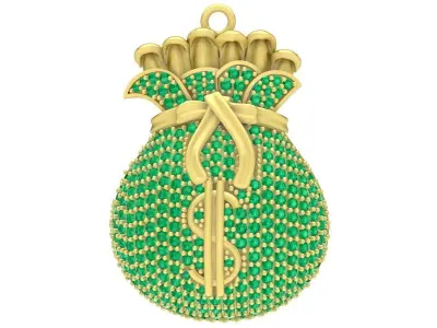 Luxury Money Bag Dollar Pendant for Jewelry 3D Model 3920 3D print model