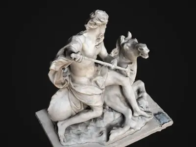 Neptune Statue Low-poly 3D model