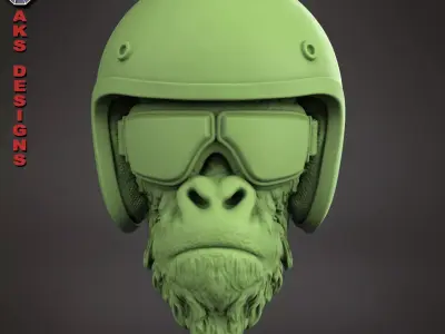 biker gorilla 2 Bas relief for CNC 3D print model