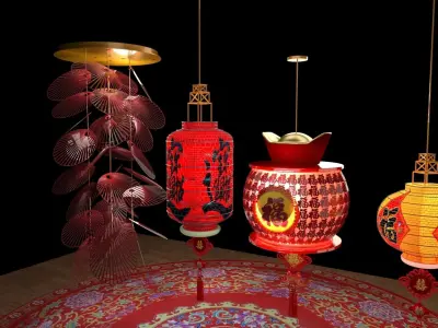 Chinese red lantern  3D model 56