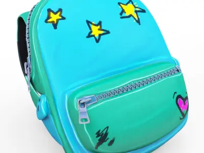 Backpack school cartoon rigged 3D model