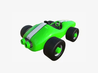 Cartoon Kart F03 Green - Vehicle Racing Design Low-poly 3D model