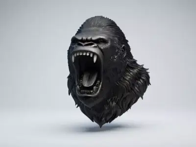 Roaring Gorilla Head 3D Model for Jewelry Pendant Design 3D print model