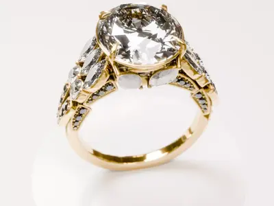 Luxury fingure ring with diamonds big for men Low-poly 3D model
