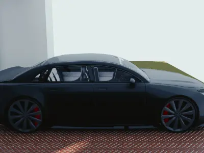 BLENDER EEVEE Brandless Small 4 door sedan Low-poly 3D model