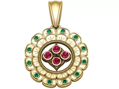  gold floral pendant 3D print model