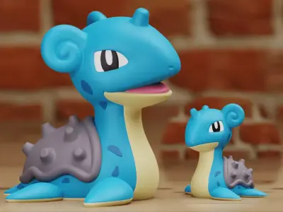 Lapras Chibi 2 models Easy Print Pokemon 3D print model