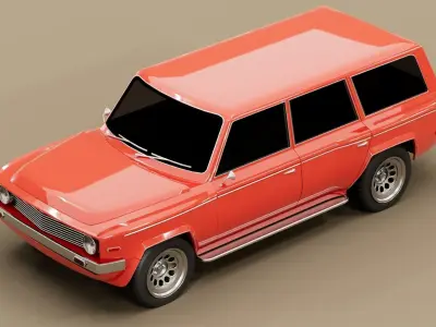 4 door generic 70s truck Low-poly 3D model