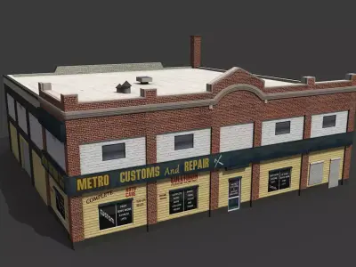 Car Repair Workshop Low-poly 3D model