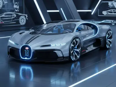 Bugatti New Super Car2025 Low-poly 3D model