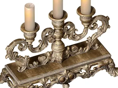 Bronze Tabletop Antique Metal Classic Candlestick Candle Holder 3D model