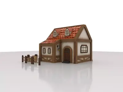 Little village house Low-poly 3D model