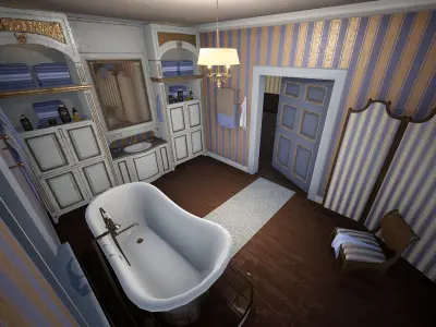 VINTAGE BATHROOM UNREAL ENGINE 4 Low-poly 3D model
