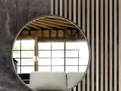 Marble panels with planks and mirror 3D model