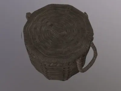 Basket PBR 4K GameReady wicker Low-poly 3D model