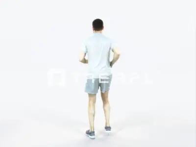 Portrait 07M Running Jogging Football Sports Man Low-poly 3D model