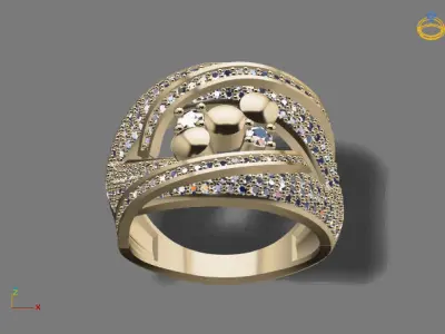 STL 3DM Print Ready Women Diamond Ring Lightweight Printable  3D print model 55