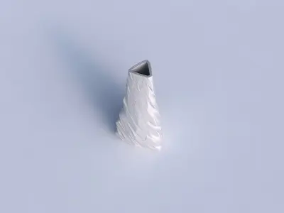 Vase puffy tipped triangle with fine twisted organic cells 3D print model
