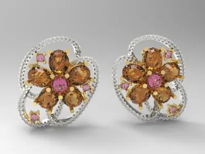 Flower Earring 3D print model