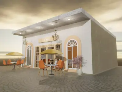 Detailed Coffee Shop with interior  3D model