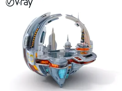 Futuristic Cityscape Sphere Model Pack Low-poly 3D model