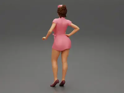 sexy nurse standing in a pink outfit 3D print model