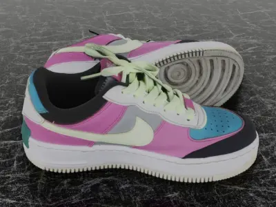 NIKE AIR FORCE 1 SHADOW 3D SHOES - BLUE - PINK Low-poly 3D model