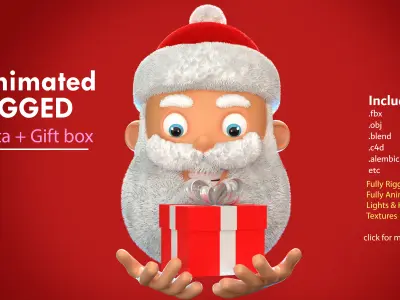 Animated Santa Gift Box Low-poly 3D model