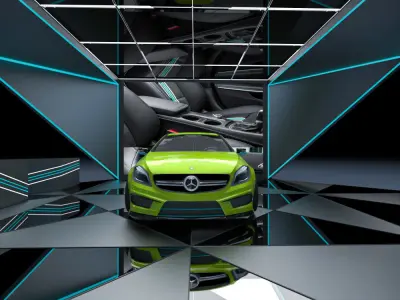 exhibition booth with car in it 3D model