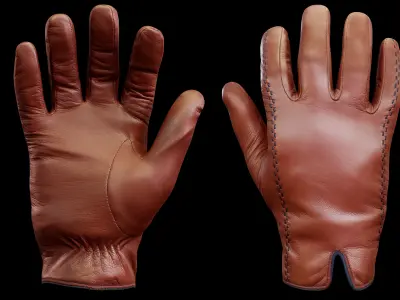 Leather Gloves 002 Low-poly 3D model