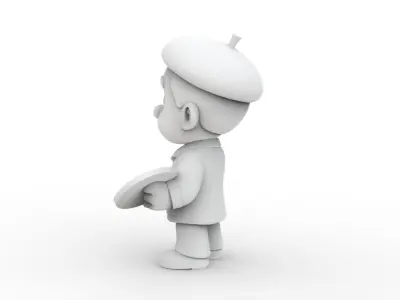 Artist Cartoon Character 3D Model Ready to Print STL 3D print model