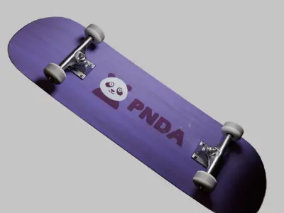 Skateboard - Panda Deck design Skateboard 3D model