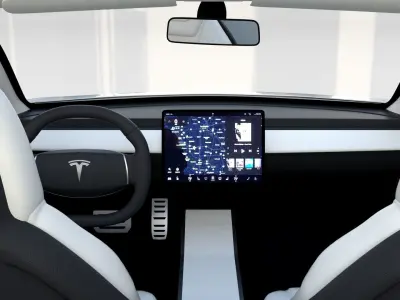 Tesla Model 3 Silver with interior and chassis 3D model