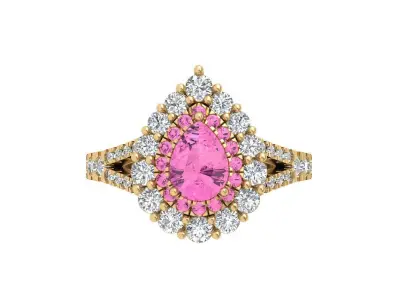 Pear SolitaireArt Deco Ring 3D print model