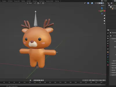 Chubby Deer Animated for Games Low-poly 3D model