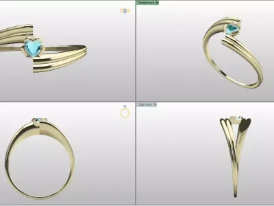  ELEGANT GRADIENT HEART SOLITAIRE RING FILE ITEM 28 Free 3D print model