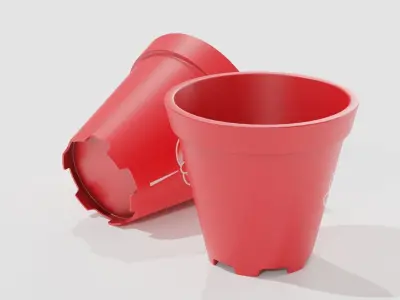 Red Plastic Vase Low-poly 3D model