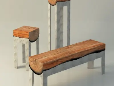 aluminum wood furniture 3D model