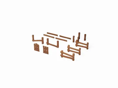 Stylized Fence Pack Low-poly 3D model