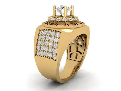 Luxury Greek Key Diamond Men Ring 593 3D print model