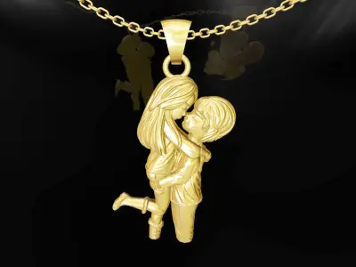 HUG Pendant jewelry Gold 3D print model