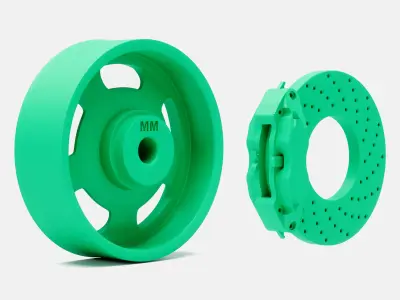 15x5 US Indy Mag Wheel and Brake 3D print model